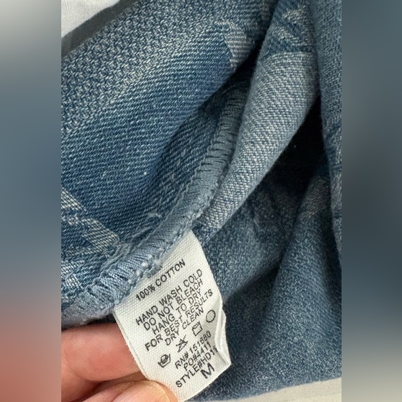 Denim patchwork skirt jean overall dress pockets adjustable straps size medium - Picture 9 of 9